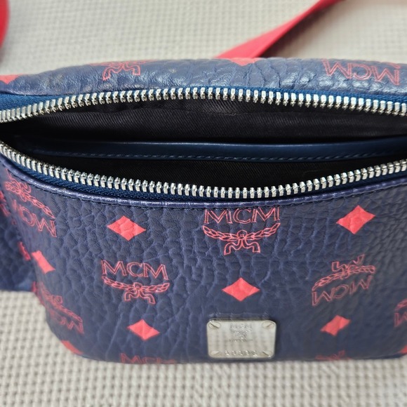 MCM Fursten Visetos Belt Bag Navy Red Coated Canvas Waist Pack MUL9AJV62VS001 - Picture 16 of 16